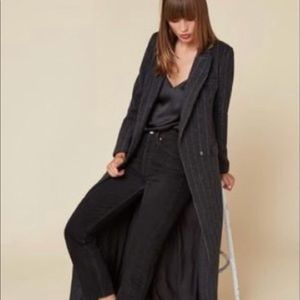 Reformation pin stripped full length coat